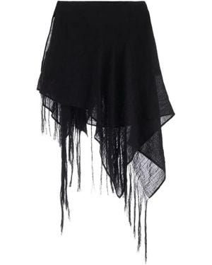 Yohji Yamamoto Layered Fringe Mini Skirt - Black