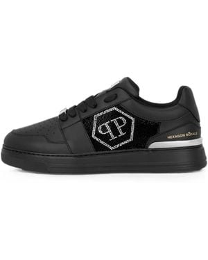 Philipp Plein Lo-Top Sneakers Crystal Hexagon - Black