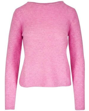 Kinross Cashmere Ribbed-Knit Long-Sleeve Sweater - Pink