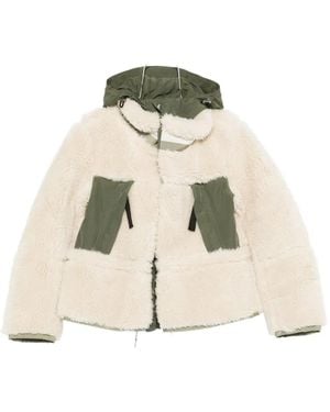 Sacai Hooded Panelled Jacket - Natural