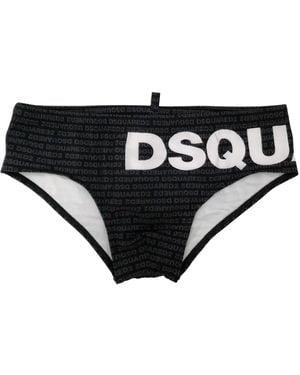 DSquared² Slip De Bain À Logo Imprimé - Noir