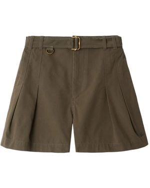 Burberry Belted Gabardine Shorts - Green