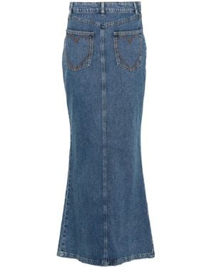Moschino Logo-Appliqué Denim Maxi Skirt - Blue