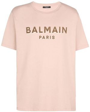 Balmain T-Shirt Con Logo - Rosa