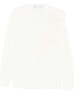 ERMANNO FIRENZE Pullover Mit V-Ausschnitt - Weiß