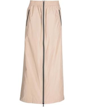 Brunello Cucinelli Zip-Up Taffeta Maxi Skirt - Natural