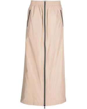 Brunello Cucinelli Zip-Up Taffeta Maxi Skirt - Natural