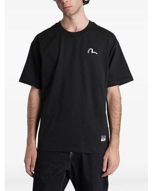 Evisu Seagull-Print T-Shirt - Black
