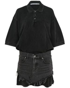 Alexander Wang Vestido Corto Deshilachado - Negro