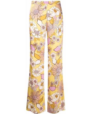 Sandro Floral-print Straight-leg Trousers - Yellow