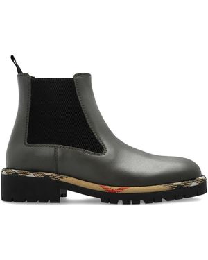 Burberry Checked Chelsea Ankle Boots - Black