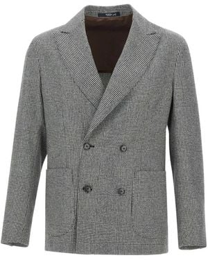 Barba Napoli Prince Of Wales Double-Breasted Blazer - Grey