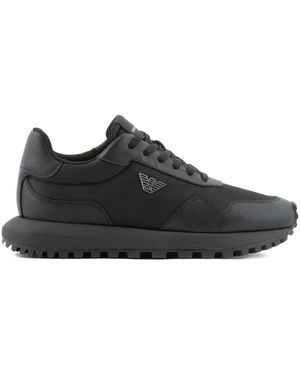 Emporio Armani Logo-Plaque Trainers - Black