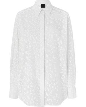 Pinko Leopard Print Long Sleeve Shirt - White