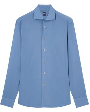 Fedeli Sean Long-Sleeve Button-Down Shirt - Blue