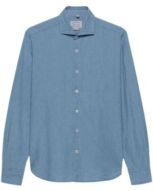 Orian Mélange-Effect Cotton Shirt - Blue