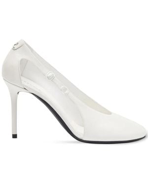 Courreges 100Mm Oblique Leather Court Shoes - White