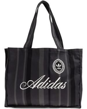 adidas Gestreifter Shopper Mit Logo-Stickerei - Schwarz