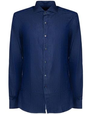 Fay Buttoned Denim Shirt - Blue