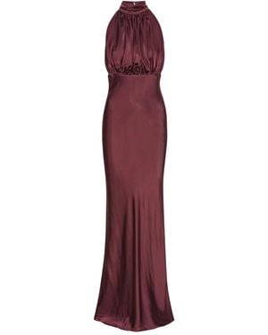 ROTATE BIRGER CHRISTENSEN High-Neck Silk Maxi Dress - Purple