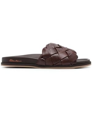 Santoni ウーブン レザーサンダル - ブラウン