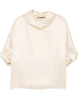 Rochas Top mit Wasserfallkragen - Weiß