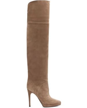 Casadei 100Mm Suede Over-The-Knee Stiletto Boots - Brown