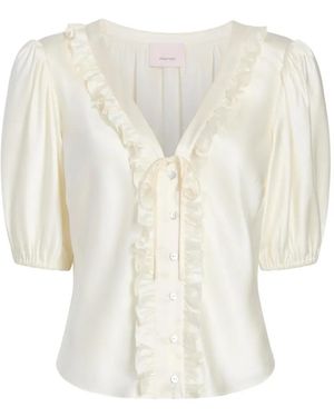 Cinq À Sept Seraphina Top Met Ruches En V-Hals - Wit