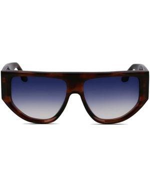 Victoria Beckham Logo-Plaque Sunglasses - Blue