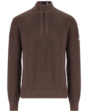 Napapijri Ribbed-Knit Quarter-Zip Sweater - Brown