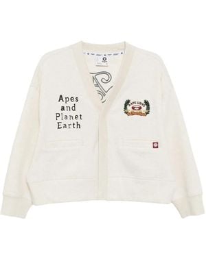 A Bathing Ape Cardigan Con Ricamo - Bianco