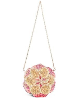 Judith Leiber Magnolia Crystal-Embellished Flower Clutch Bag - White