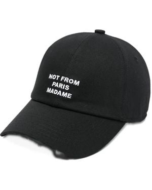 Drole de Monsieur Embroidered Panel Cap Hat - Black