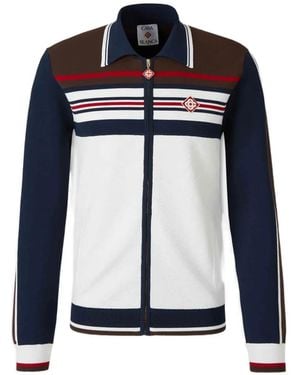 CASABLANCA Café Culture Monogram-Knit Track Jacket - Blue