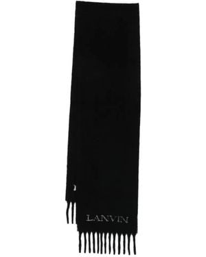 Lanvin Logo Fringed Scarf - Black