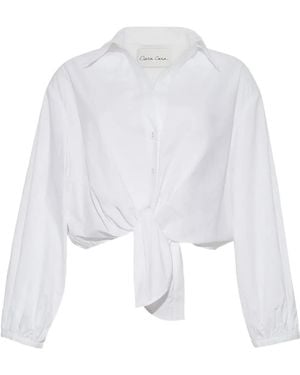 Cara Cara Rumson Balloon-Sleeve Tie-Front Shirt - White