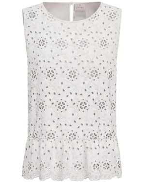 Marella Broderie-Anglaise Crew Neck Top - White