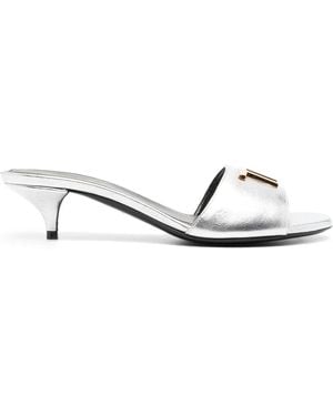 Tom Ford 40mm Metallic Leather Kitten-heel Mules