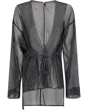 Maria Calderara Mesh-Jacke Mit Schleifenverschluss - Grau