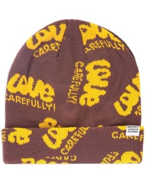 Market Intarsia-Pattern Knitted Beanie - Gray