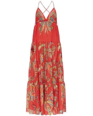 Etro Vestido Con Estampado De Cachemira - Rojo
