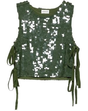 P.A.R.O.S.H. Sequin-Embellished Side-Tie Top - Green