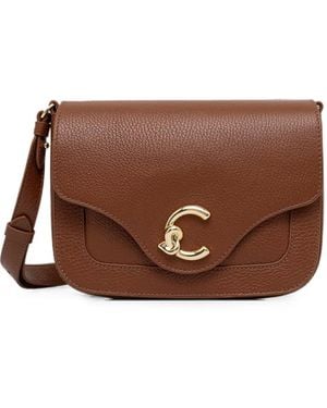Coccinelle Logo-Plaque Pebbled Shoulder Bag - Brown