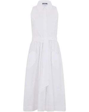 Moschino Sleeveless Belted Midi Dress - White
