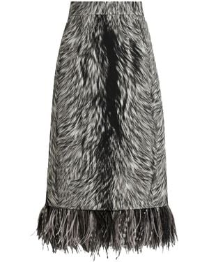 Dolce & Gabbana Feather-Trim Faux-Fur Skirt - Grey