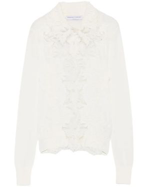 Ermanno Scervino Cardigan Mit Spitzeneinsätzen - Weiß