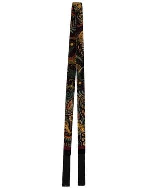 Etro Velvet Paisleyina Belt With Beads And Fringing - Black