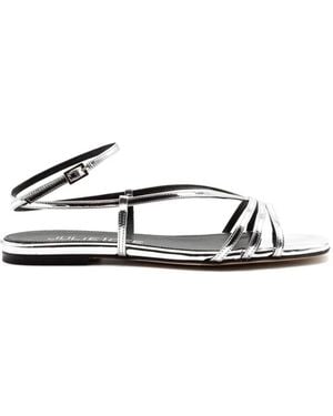 Julie Dee Woven-Strap Metallic Sandals - White