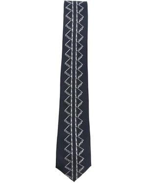 Yohji Yamamoto Geometric-Pattern Silk Tie - White