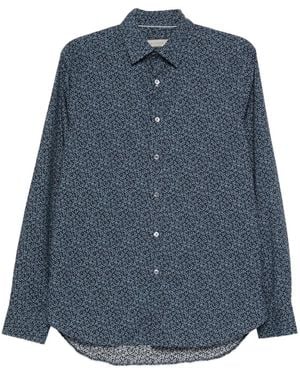 Canali Floral-Print Shirt - Blue